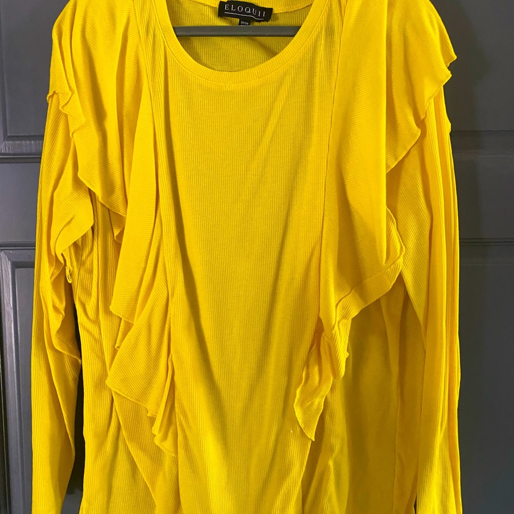 Yellow long sleeve ruffle shirt